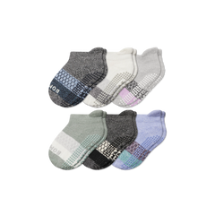 Toddler Tri-Block Gripper Ankle Sock 6-Pack