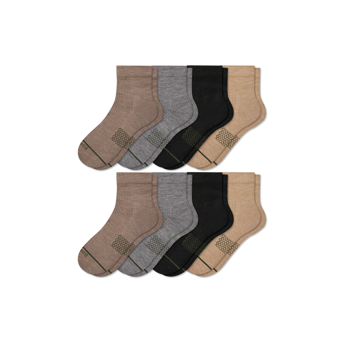 Women's Merino Wool Blend Modern Rib Quarter Sock 8-Pack